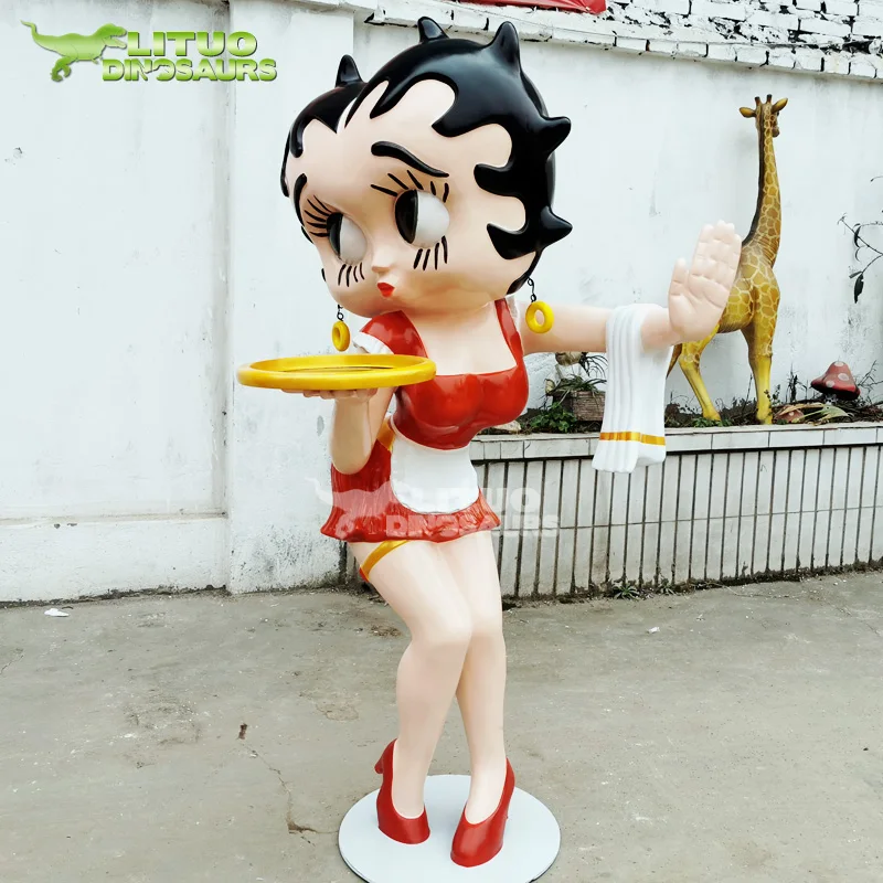 Statue betty boop en résine robe de soirée longue bleu 37 cm