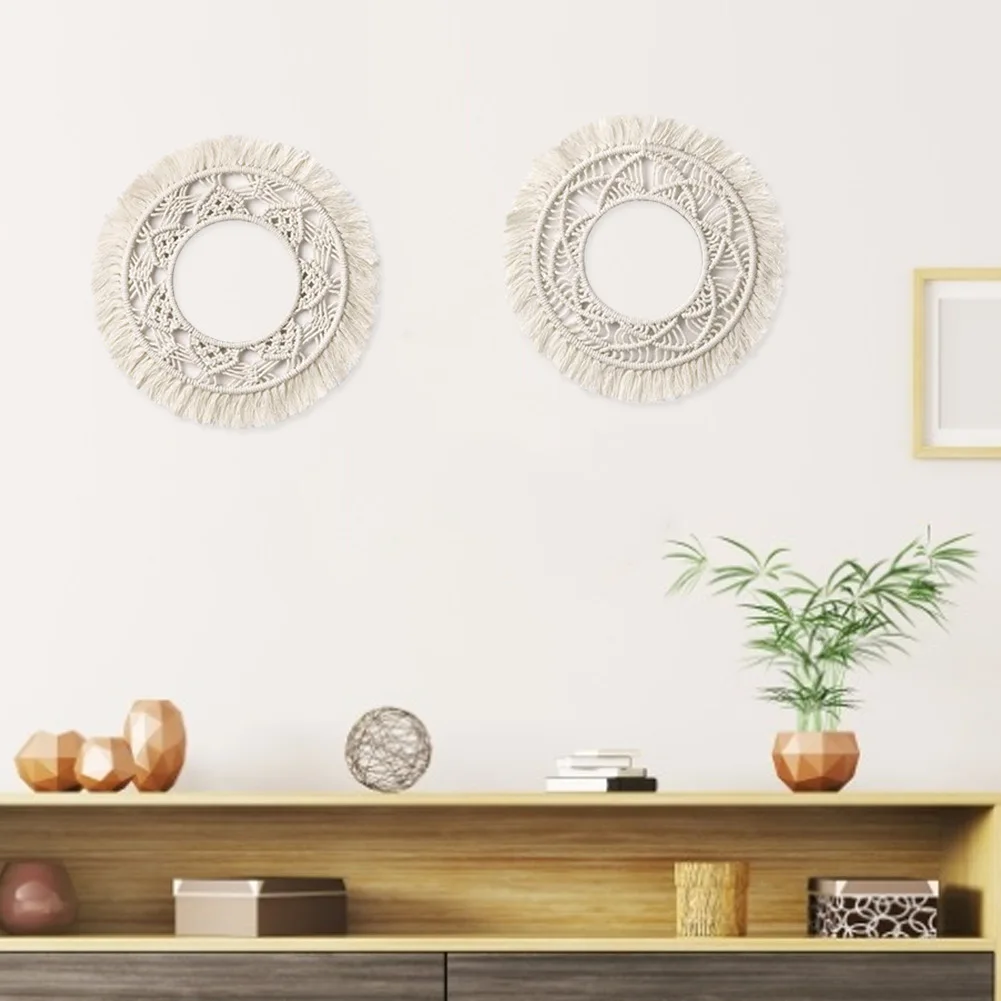 Гобелен круглый в стиле бохо, домашнее украшение ручной работы для гостиной, настенный Плетеный гобелен