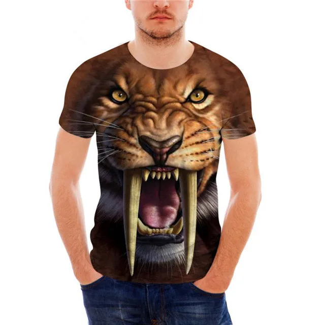Wholesale Cool Tiger T Shirt for Men 3D Animal Leopard Tshirt