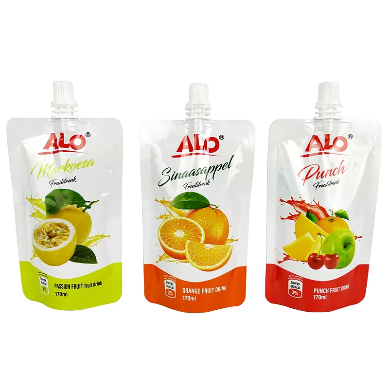 Custom Logo Printing Stand Up Juice Packaging Liquid Fruit Juice Drink Pout Pouch