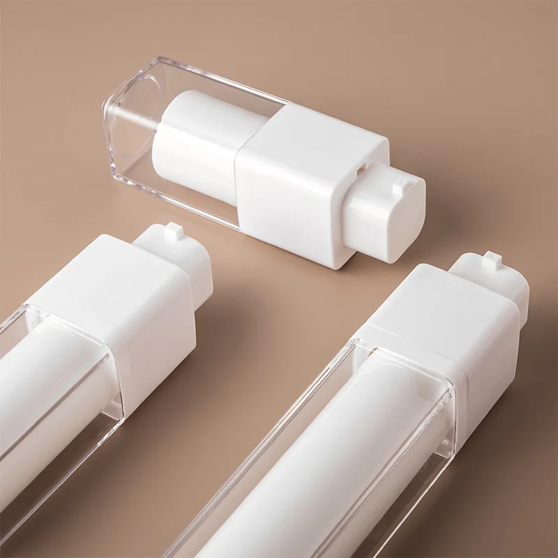 Plastic Acrylic Serum Lotion Twist up Airless Bottles Square Refillable Airless Pump Bottle Cosmetic Containers 15ml 30ml 50ml