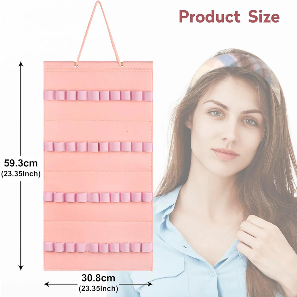 Upin 40 Slots Pink Organizer Headband Storage Felt Hanging Headband