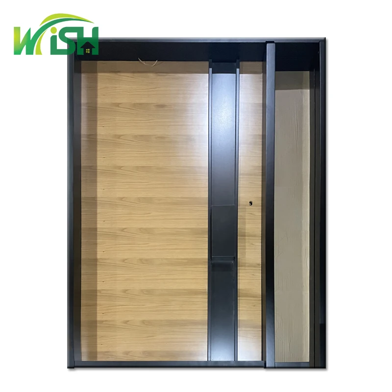 Wish Extra Large One and Half Design Modern Exterior Solid Wooden Front Entrance Pivot Entry Door for House