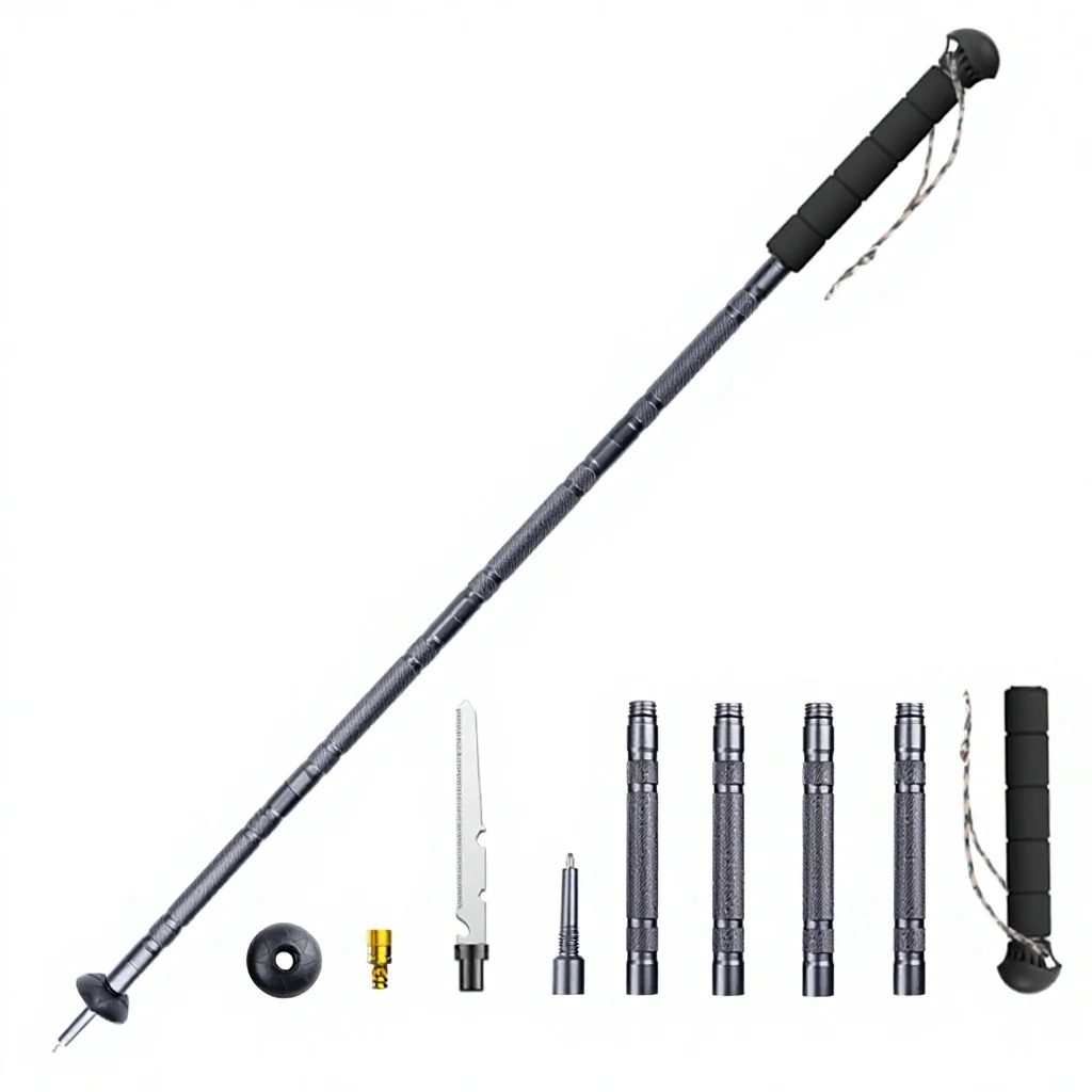 Lightweight Multifunctional Pole, Foldable And Telescopic, Outdoor Hiking Tactical Self-defense Cane, Aluminum Alloy_voghion.com