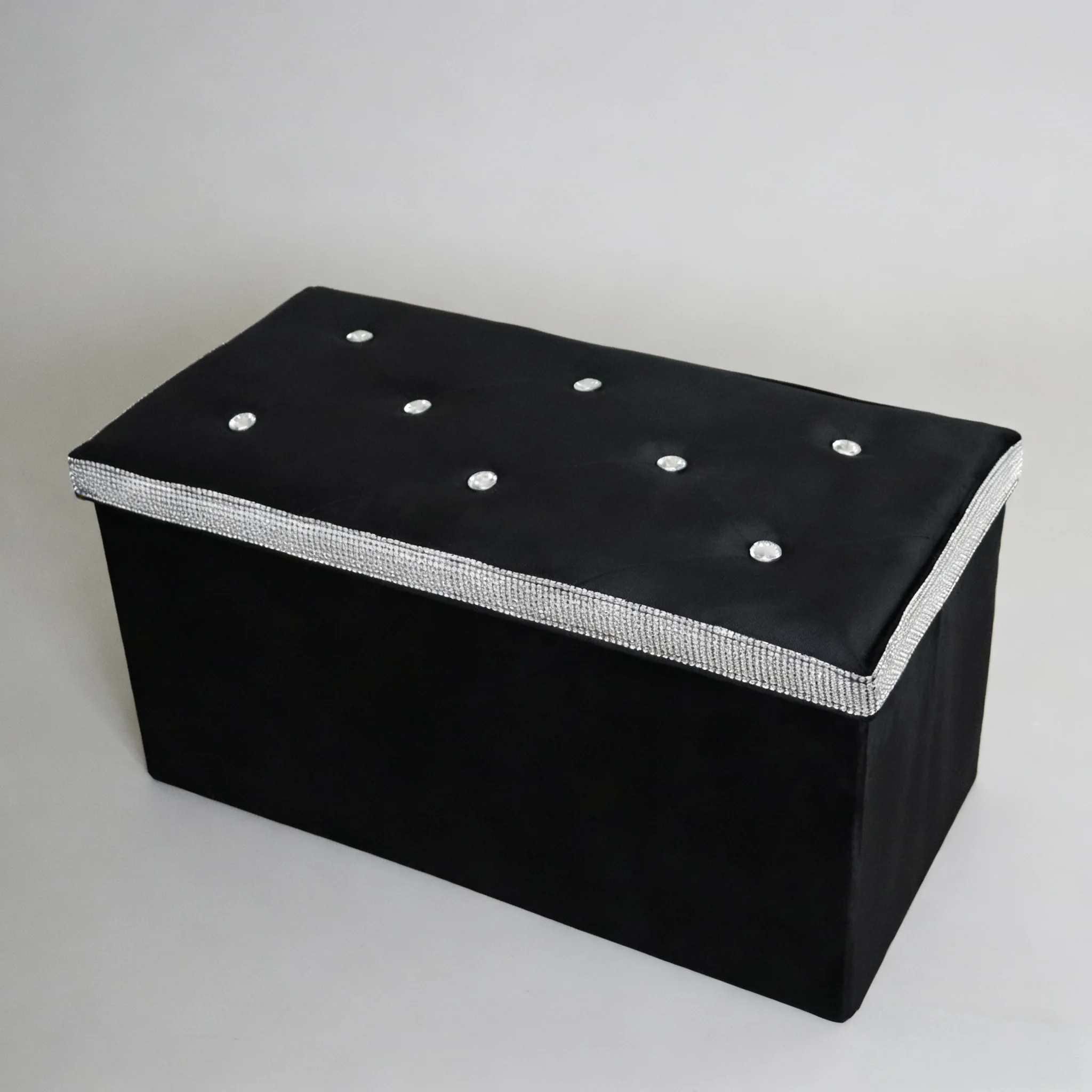 Modern Velvet Folding Ottoman Bench Foldable Storage Stools Collapsible Ottomans Box for Living Room Furniture