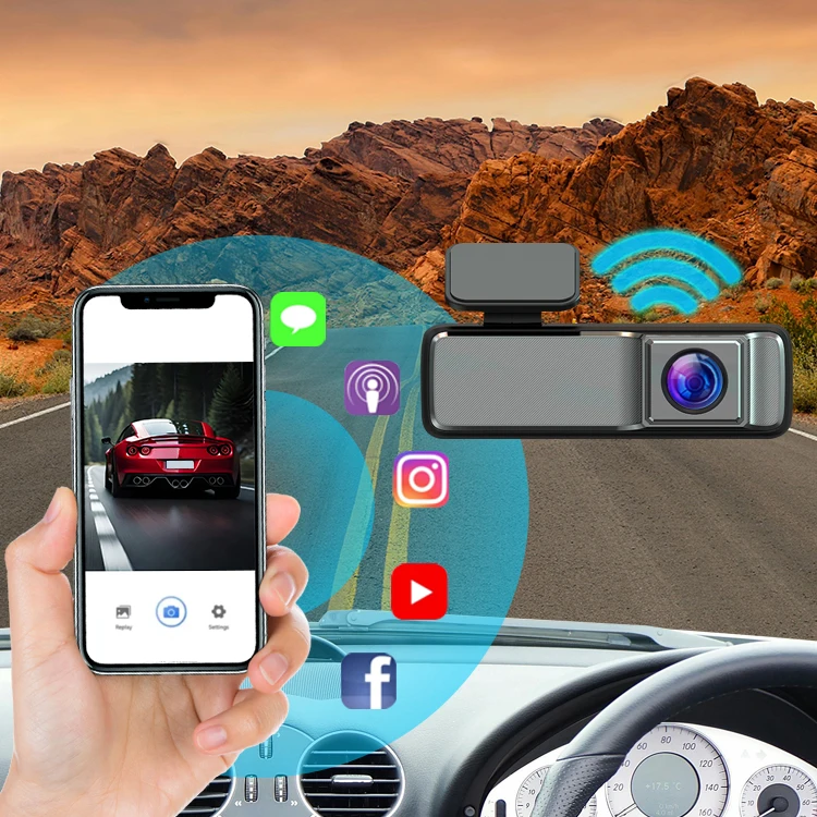 Mini Convenient Dash Cam 1080P+1080P Dual Lens Wifi App Car Black Box with Wide Angle 160° for Senior Agent