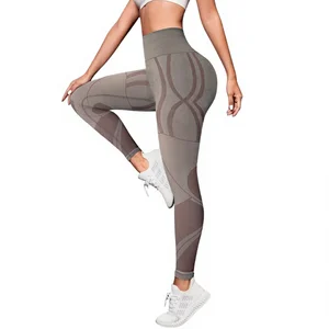 Customized Women's Yoga Pants  Breathable Striped Design Elastic Butt Lifting Leggings Sports Workout Wear
