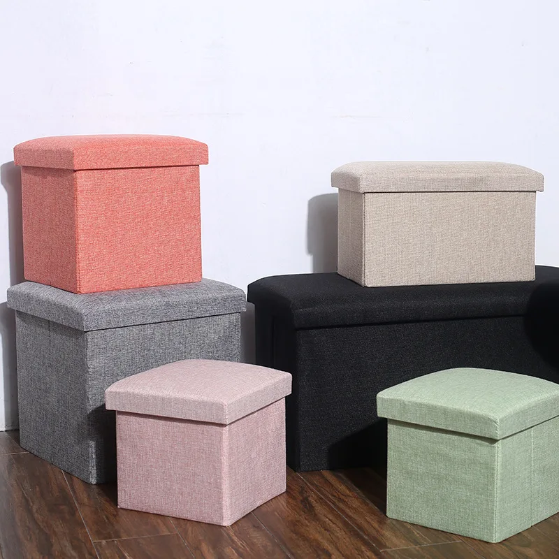 Storage Ottoman Cube Foldable Storage Boxes Footrest Step Stool Padded Seat for Dorm Living Room Foam Seat