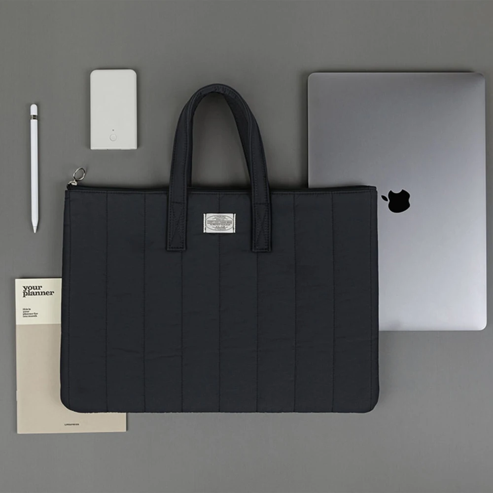 Padded Nylon Puffer Quilted Cozy Laptop Bag Computer Protectable Handbags Puffy Laptop Sleeve Cover Tote Bags