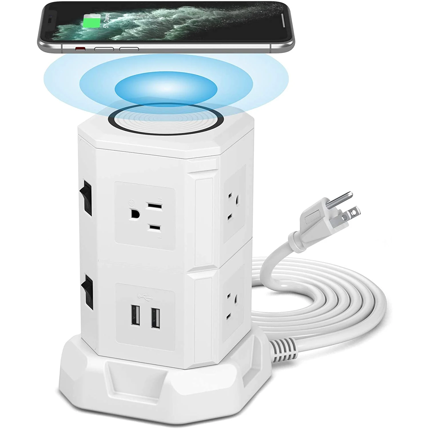 US/UK Desk Socket Power Tower Outlet Socket USB With Top Wireless ...