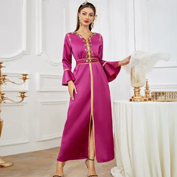 2274 Kuwii Arab Eid Luxurious Abaya Hand stitched Diamond Ruffle Sleeve Dress Turkish Dresses Muslim 2022 Jalabiya For Women Buy Jalabiya For Women Luxurious Arabs Turkey Eid Abaya Turkish Dresses