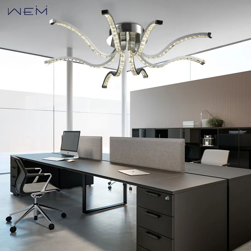Creative and Unique Design Crystal Octopus Shaped Ceiling Light Modern LED Crystal Decorative Lighting