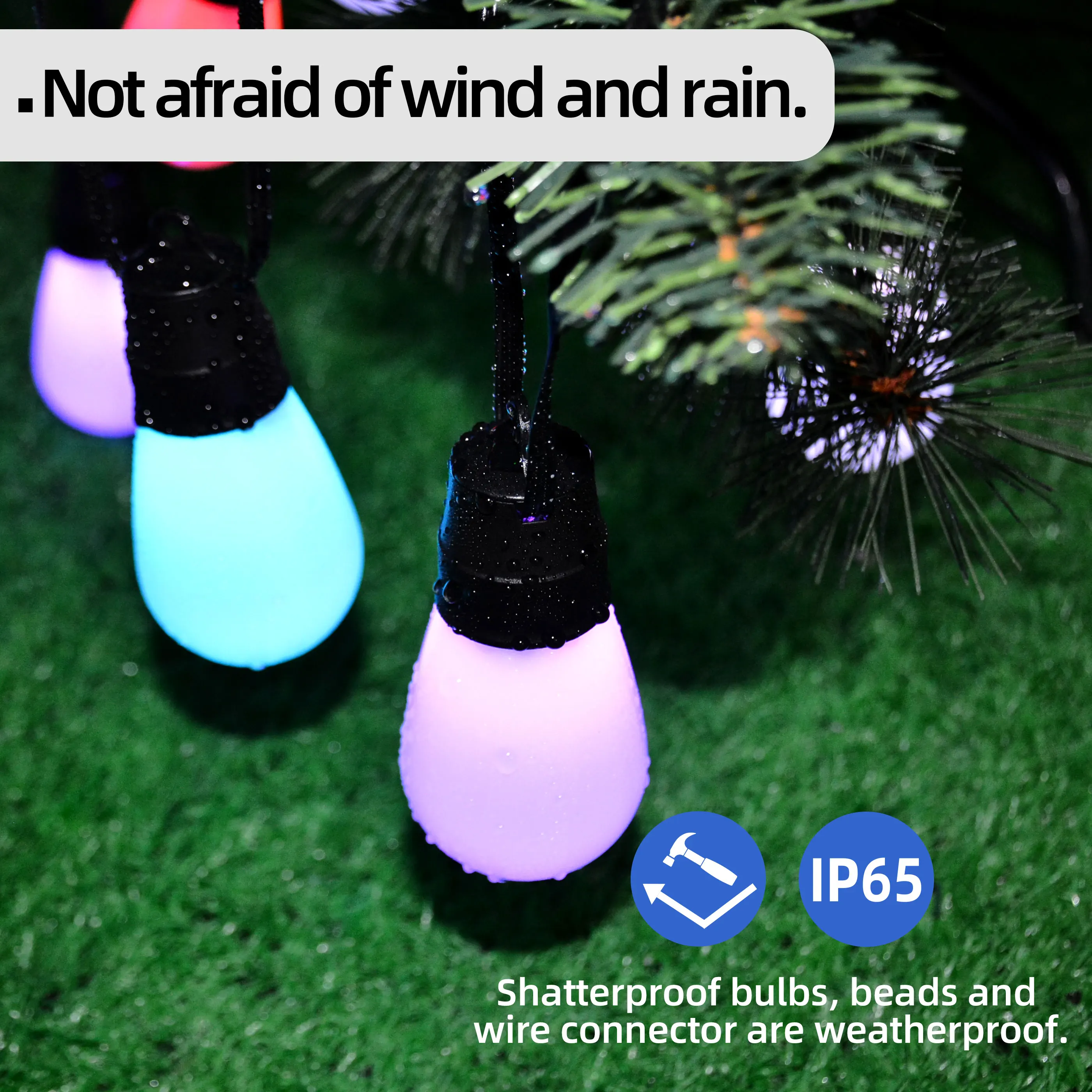 S14 Bulb IP67 Shatterproof App Control Patio Solar LED Edison Vintage Lights String Smart RGB Garden Hanging Decoration Lighting