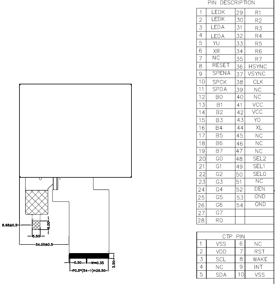 3.5inch 320x240 Spi Rgb Tft Lcd Display Screen 1.5'' 1.5 Inch Display