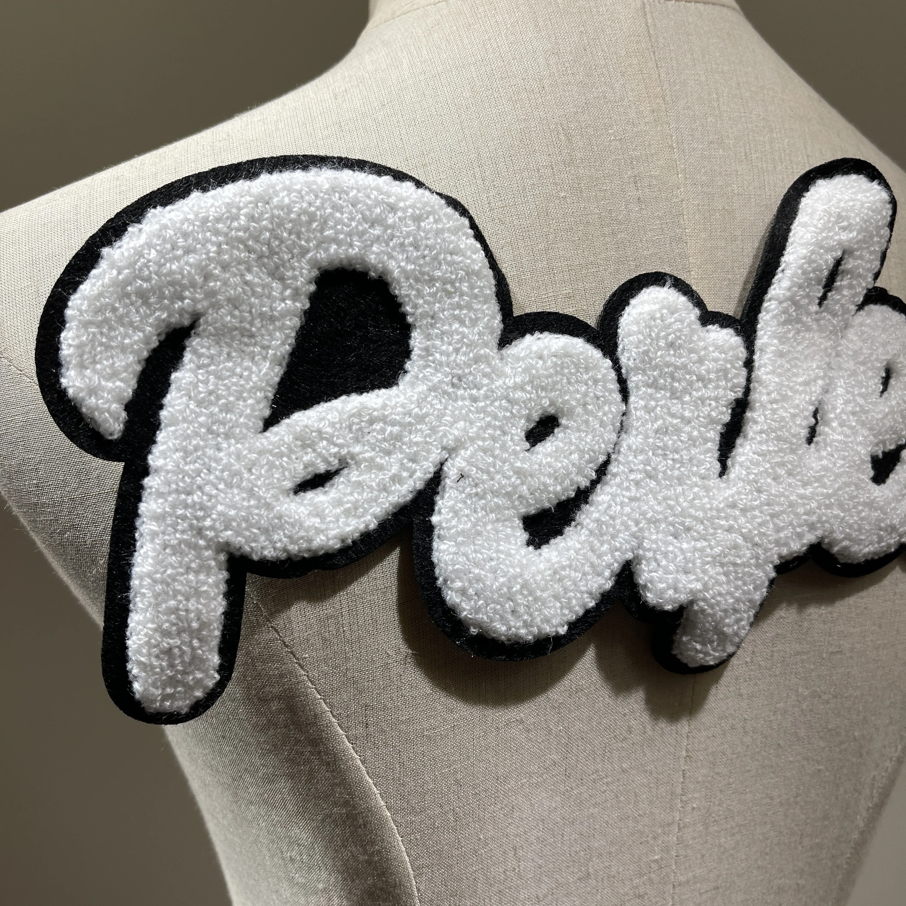 Custom Heat Transfer Chenille Embroidered Alphabet Patch Iron on Wholesale Chenille Patches Letters Greek