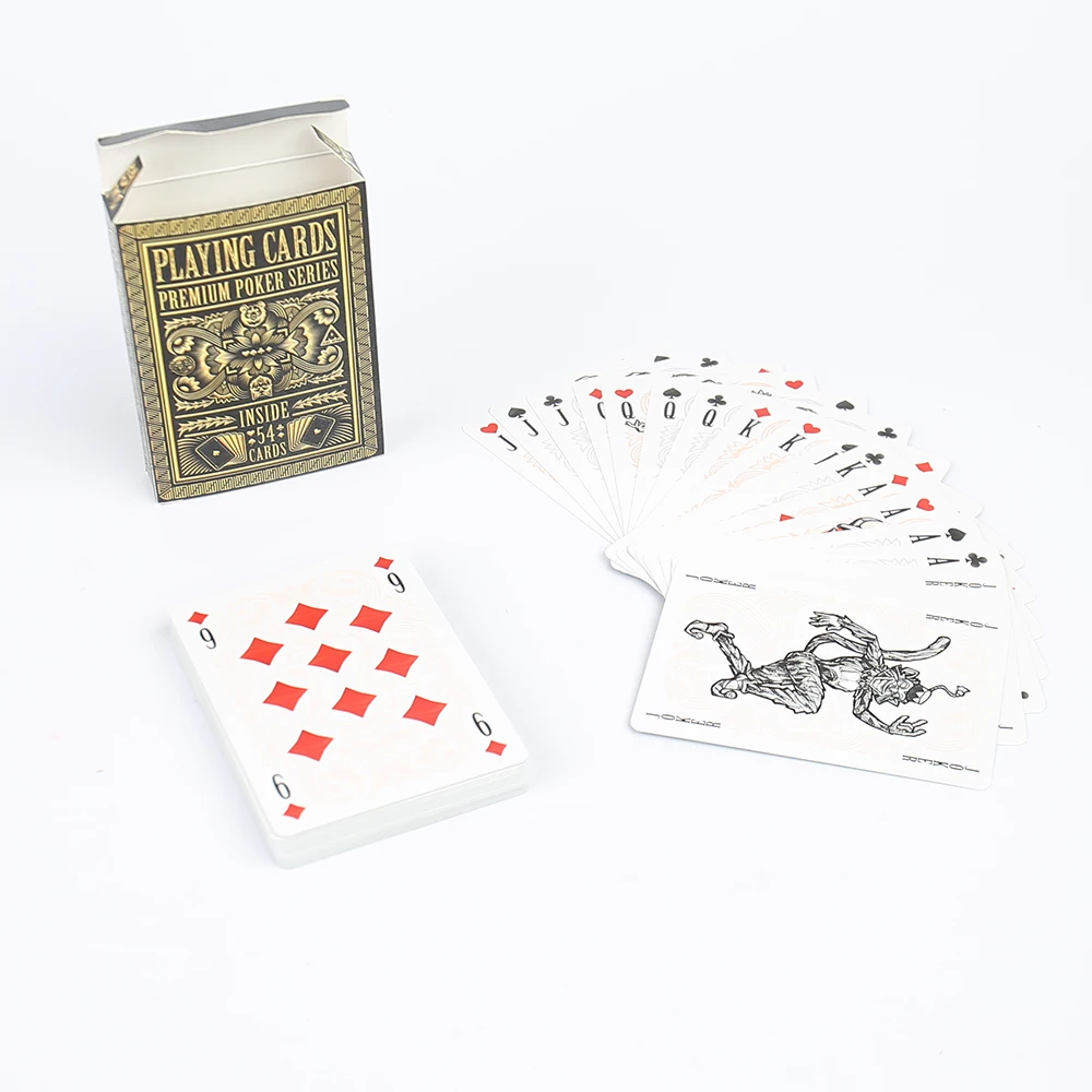 Customized Special Paper Playing Cards Set Hot Stamping Embossing 2 in 1 Poker Card with Fild Box