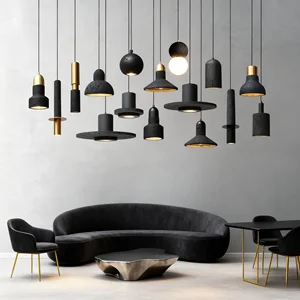 JACKSUN Black Hole Stone Pendant Lights: Japanese Wabi-Sabi Style, Vintage Nordic Restaurant Entryway Small Pendant Lights