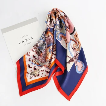 Custom silk scarf smooth Retro ladies 70*70cm square polyester scarfs for women stylish