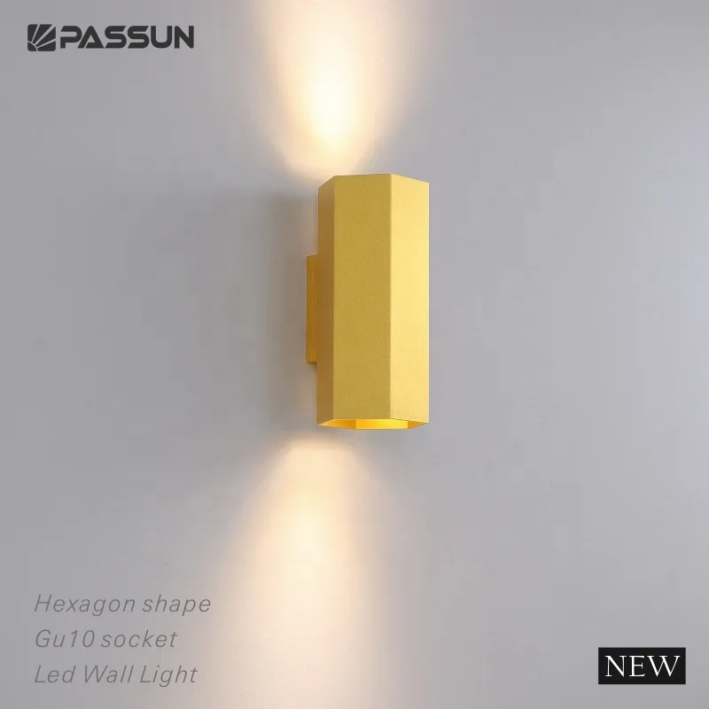 Hexagon Shape GU10 Socket Wall Lamp Casing Led Gu10 Wall Light up and Down