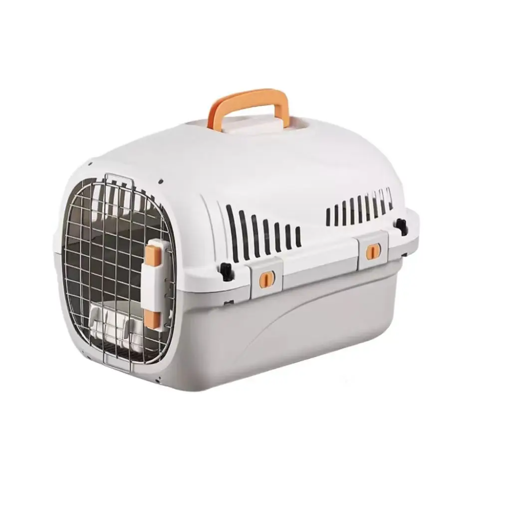 Durable Small Size Plastic Pet Carrier Cage Large Cat and Dog Air Transport Box with Skylights for Animal Transportation