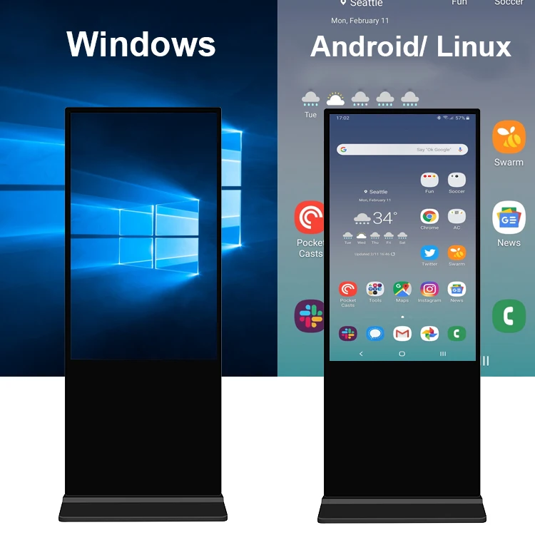 LCD Digital Display Screen for 43 49 55 65 Inch Touch Screen Kiosks for Elevator Exhibition Hall Hotel Lobby Advertising