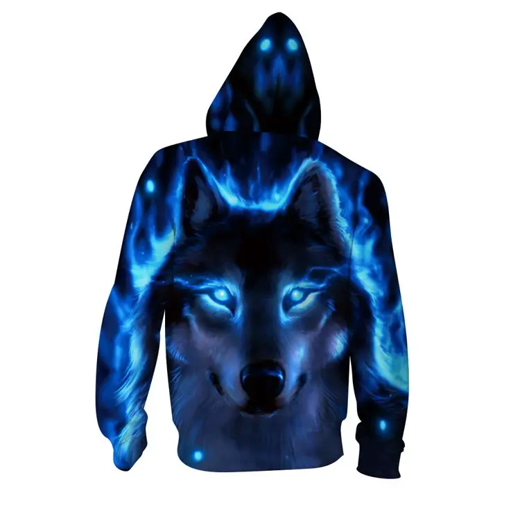 Personalized 3D Digital Printing Glowing Sweatshirt Long Sleeve Sweat Capuche Haute Qualite Zip up Sublimation Hip Hop Hoodie