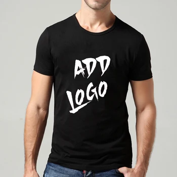 Wholesale Custom 100% cotton black T shirt with company logo Printed Plain tshirt men