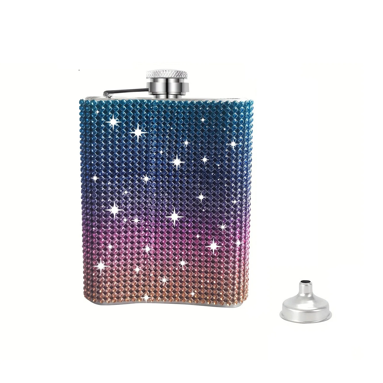 Hushee 8-Pack Bling Leakproof Flasks With Funnels - 8 Oz Stainless Steel Whiskey Flasks For Parties, Gifts