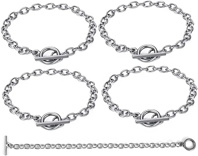 Bracelet Chain  Cable Link Chain with Toggle Clasp Jewelry Making Chain Stainless Steel Jewelry Bracelet Big Link Bangle