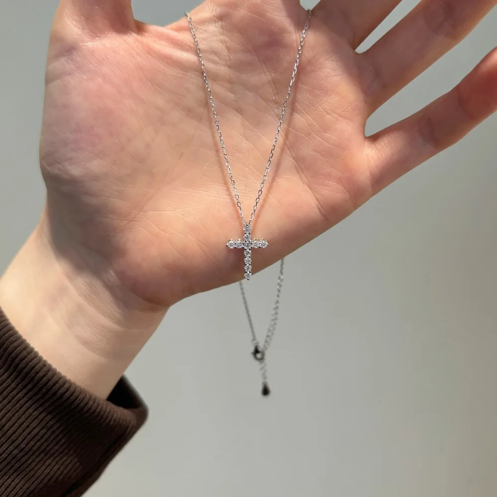 KAKODIY Classic Design Exquisite Fashion 925 Sterling Silver Chain Buckle Dazzling 5A Zirconia Cross Pendant Necklace for Women detail 9