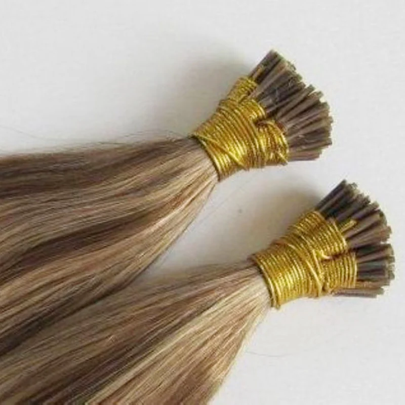 Piano Color Real Human Natural Hair Extensions Raw Mixed Ash Blonde I Tip hair Remy Stick Hair factory