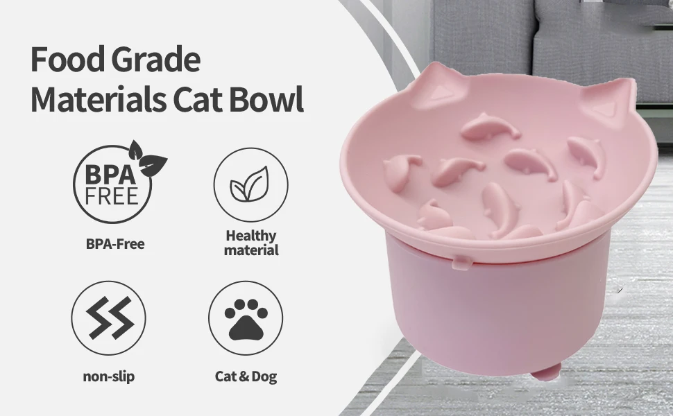Силиконовая наклонная миска для кошки на присоске с подставкой