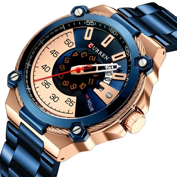 Curren 8345 Men Watches Sport Stainless Steel Military Big Dial Top Brand Luxury Men's Wristwatch Date Clock Relogio Masculino