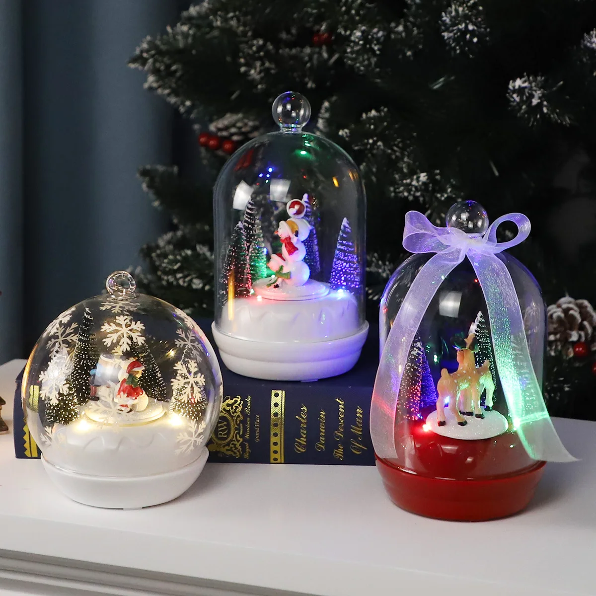 Handmade international electroplating glass blown ball Christmas art glass music rotating ball ornaments presents crafts details