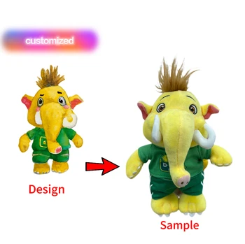 OEM Personalized Kawaii Cartoon Design Super Soft Polyester Cotton Filled Stuffed Elephant Plush Toy for Birthday/Party Favors