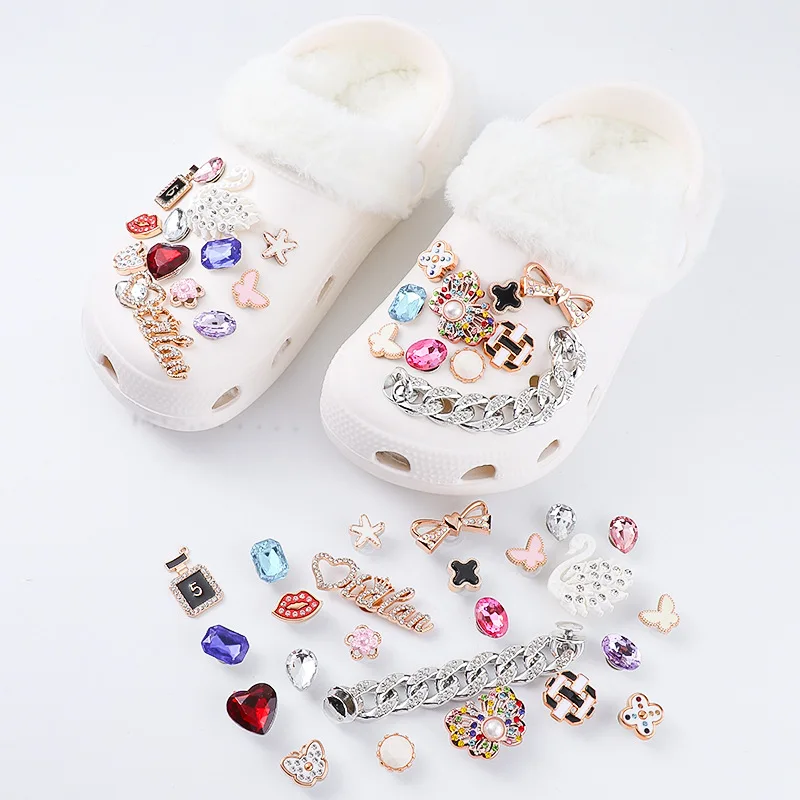 TiiM Shoe Charms for Crocs Faux Crystal Pearl Rhinestones Designer Charms  Decoration for Clog Shoe Decoration Charms with Dazzling Glamour-D_TYPE :  : Fashion