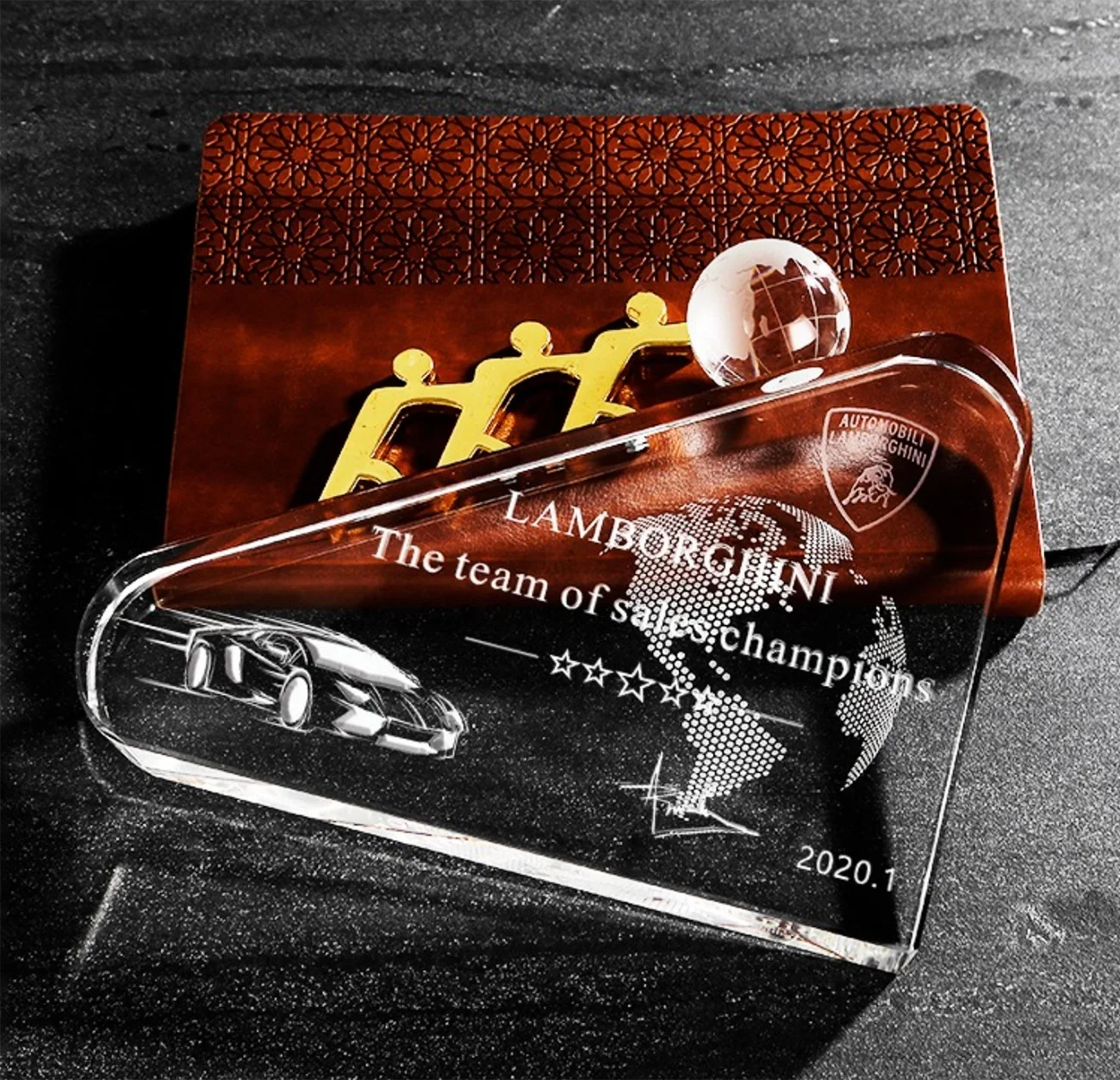 Customized K9 Glass Award Trophy Crystal Plaque Shape Sublimation Laser Metal Character Ball Business Engraving Sports Theme