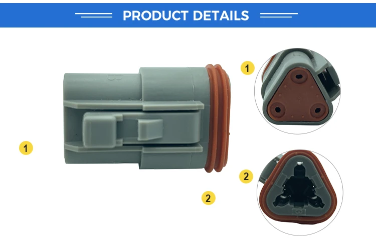 DT Deutsch06-2s three-way plug-in connector housing is used in many marine, automotive, racing and industrial applications details