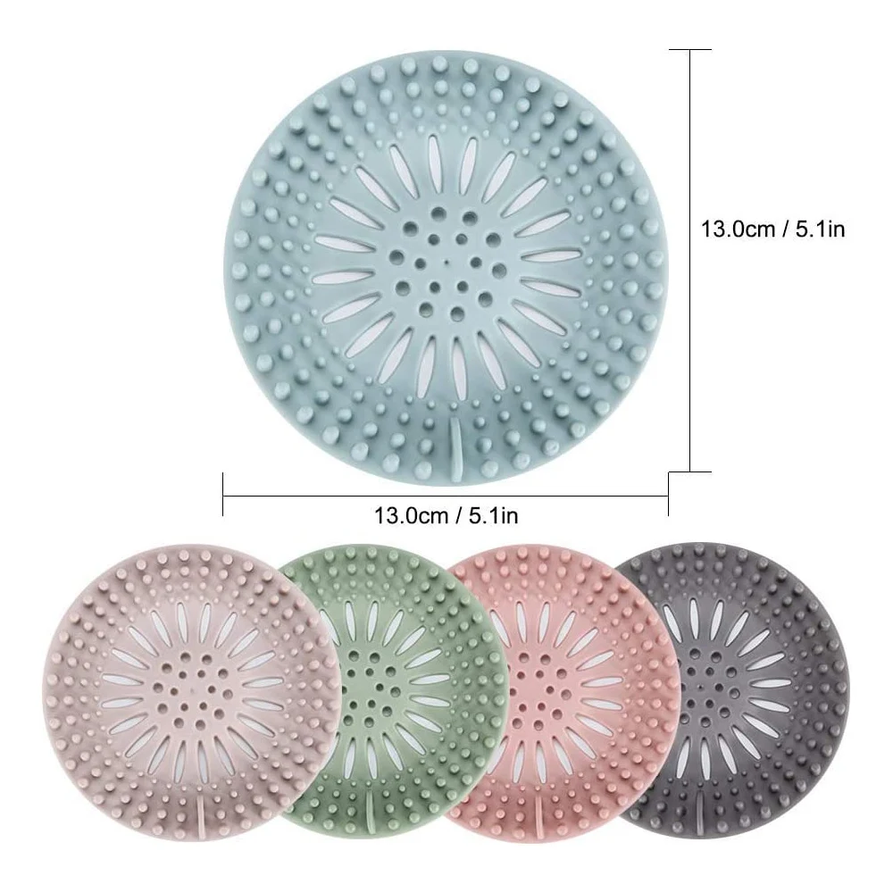 Filtro Per Scarico Doccia In Silicone 14 Cm – Set Da 2 Pezzi, Antiscivolo E Facile Da Pulire, Blocca Capelli E Impurità Per Vasca E Lavandino