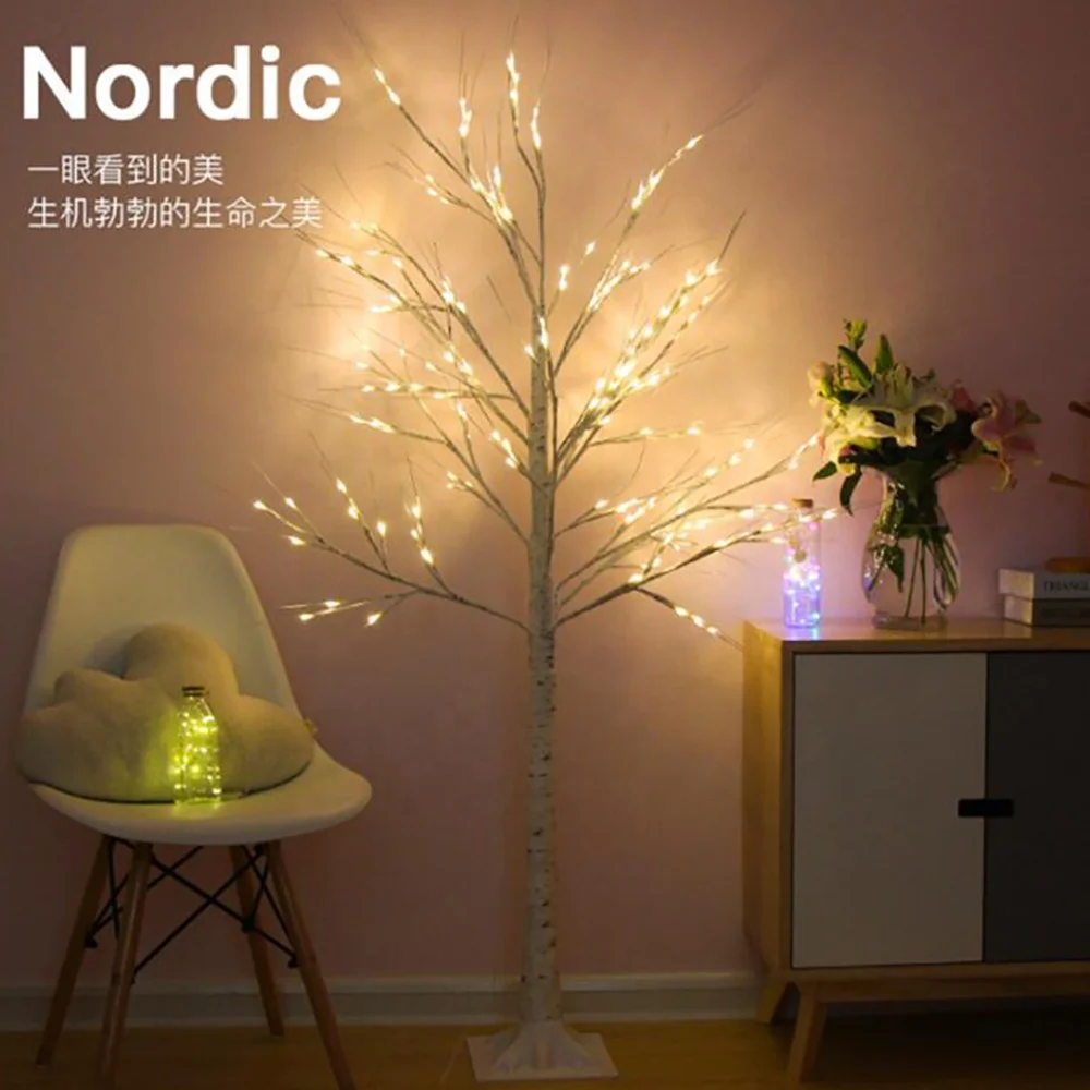 Indoor Decor Animated Led Copper Wire White Birch Christmas Tree Branch Light CHRISTMAS DECORATION 2024