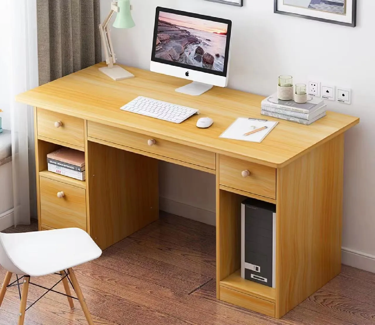 Bureau Ordinateur Chleby 80x40 Cm Avec Support Écran Amovible – Table Étude PC Minimaliste Beige, Stable Et Élégante
