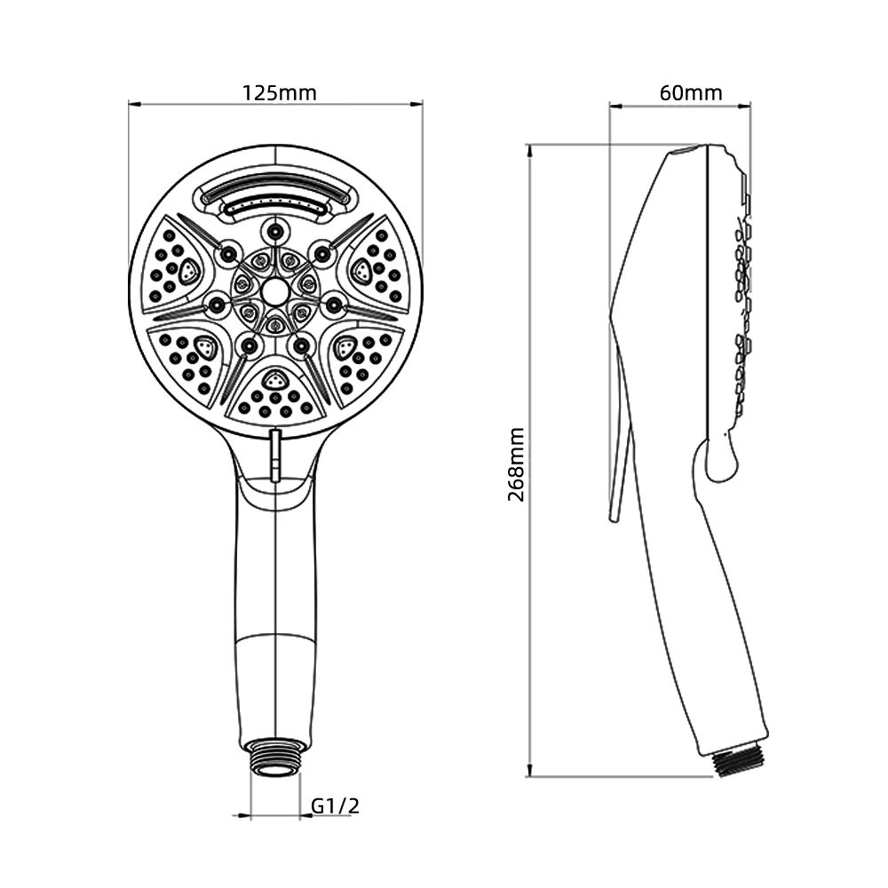 Modern New Tech 9 Spray Waterfall Jetting Hand Shower Head with High Pressure