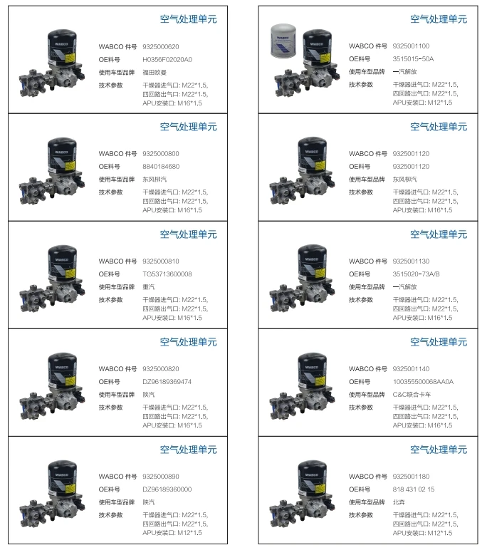 Original Imported  Air Processing Unit 9325001100 M-ERCEDES-B-ENZ A0014317915 Truck Parts