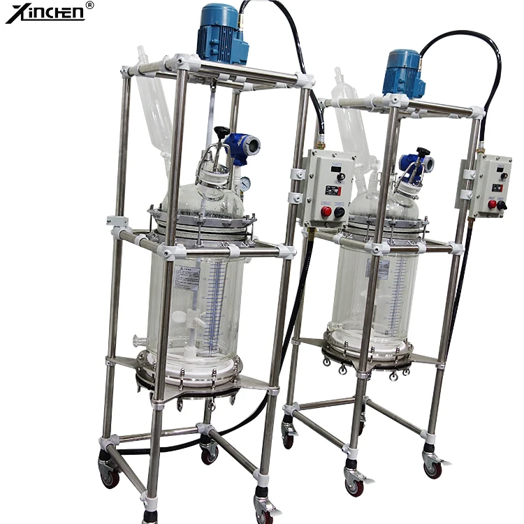 50L glass jacket automatic high pressure PLC controlled lab chemical pyrolysis reactor for esterification supplier