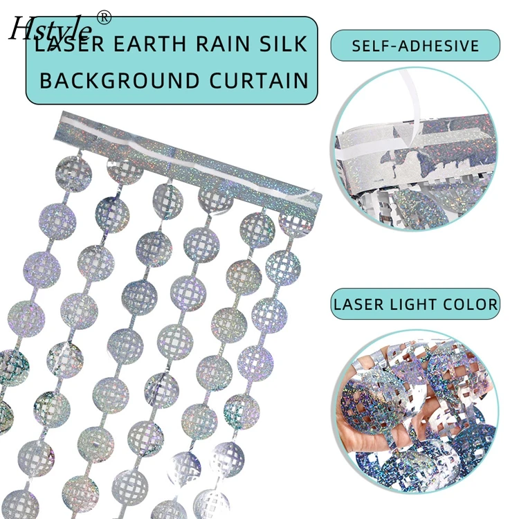 Disco Ball Foil Curtain Backdrop - 4 Pack Silver Streamers For 70s 80s Party Decor (3.3x6.6ft Each)