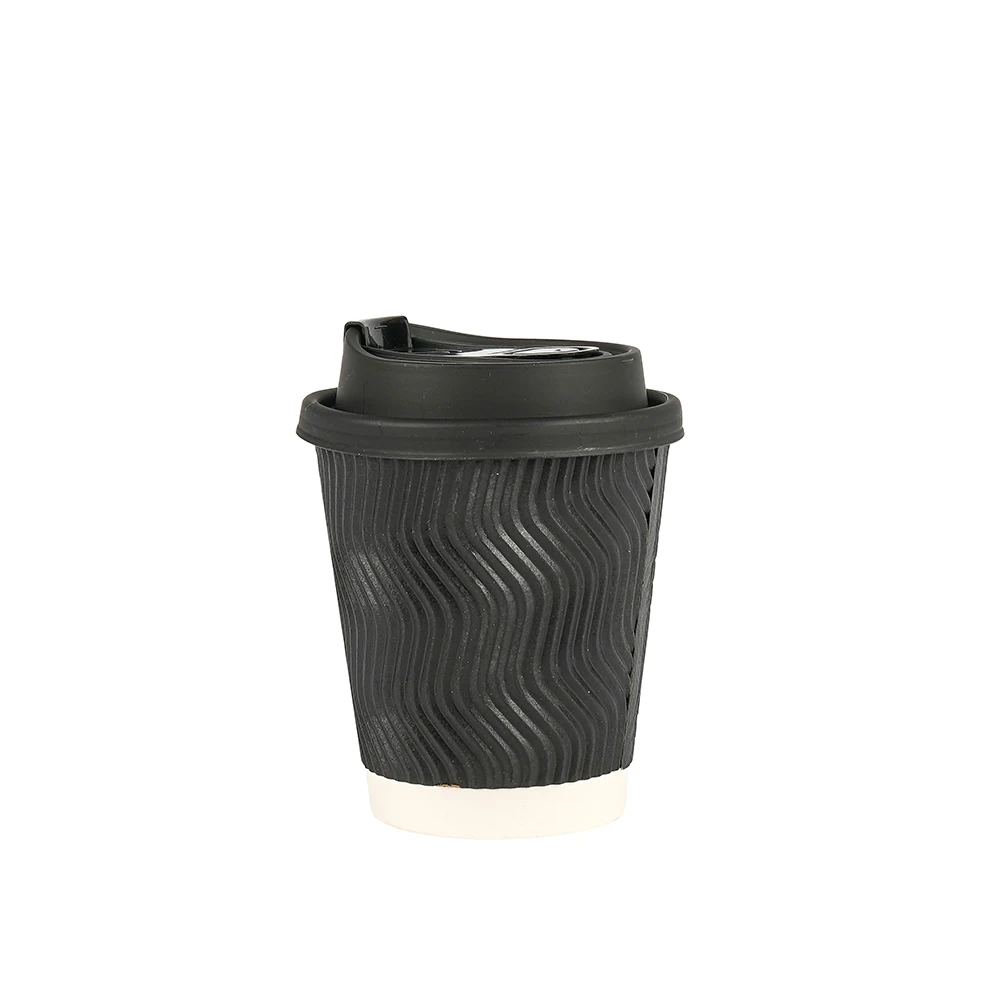 16oz Custom Printed Ripple Coffee Paper Cup Lids Disposable Double Wall ...