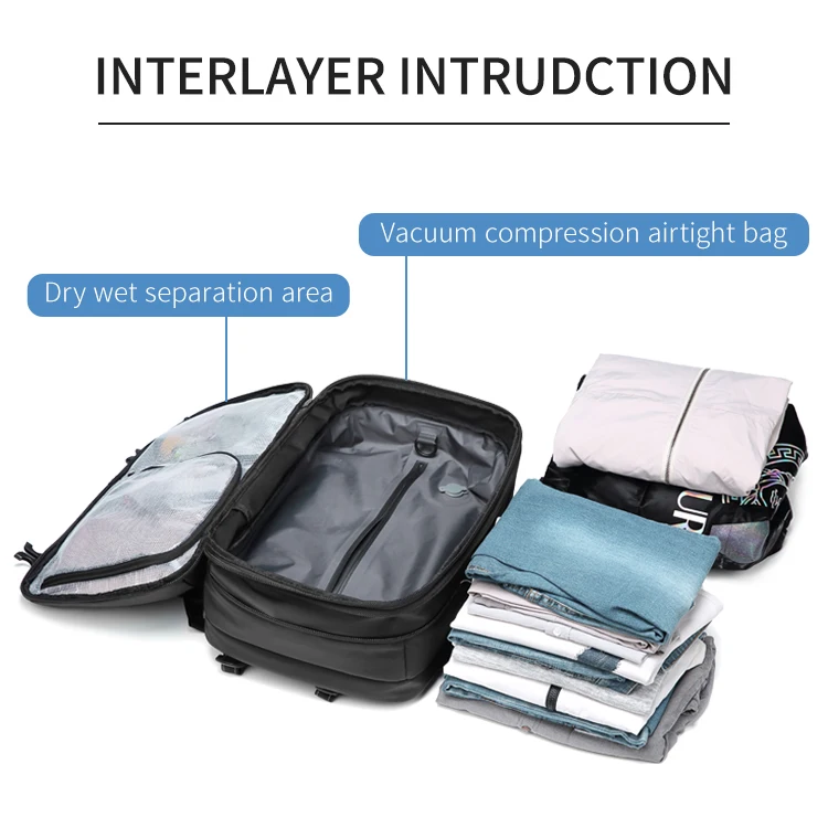 Quality Low Moq Vaccum Compression  Backpack Oem  Tsa Lock Waterproof  Travel Other Large Volume Backpack