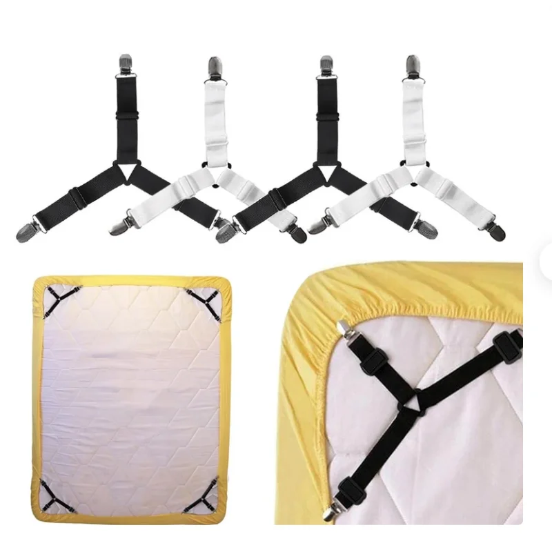 Bed Sheet Holder Straps, Adjustable Bed Sheet Fastener and Triangle Elastic  Mattress Sheet Clips Suspenders Grippers Fasteners Heavy Duty Keeping Sheets  Place for Bedding Mattress (4 PCS) 