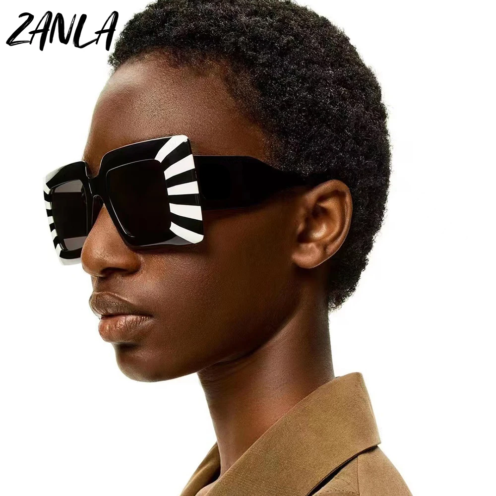 Black and Gold Oversized Sunglasses with Zebra Print New print sunglasses main image 3