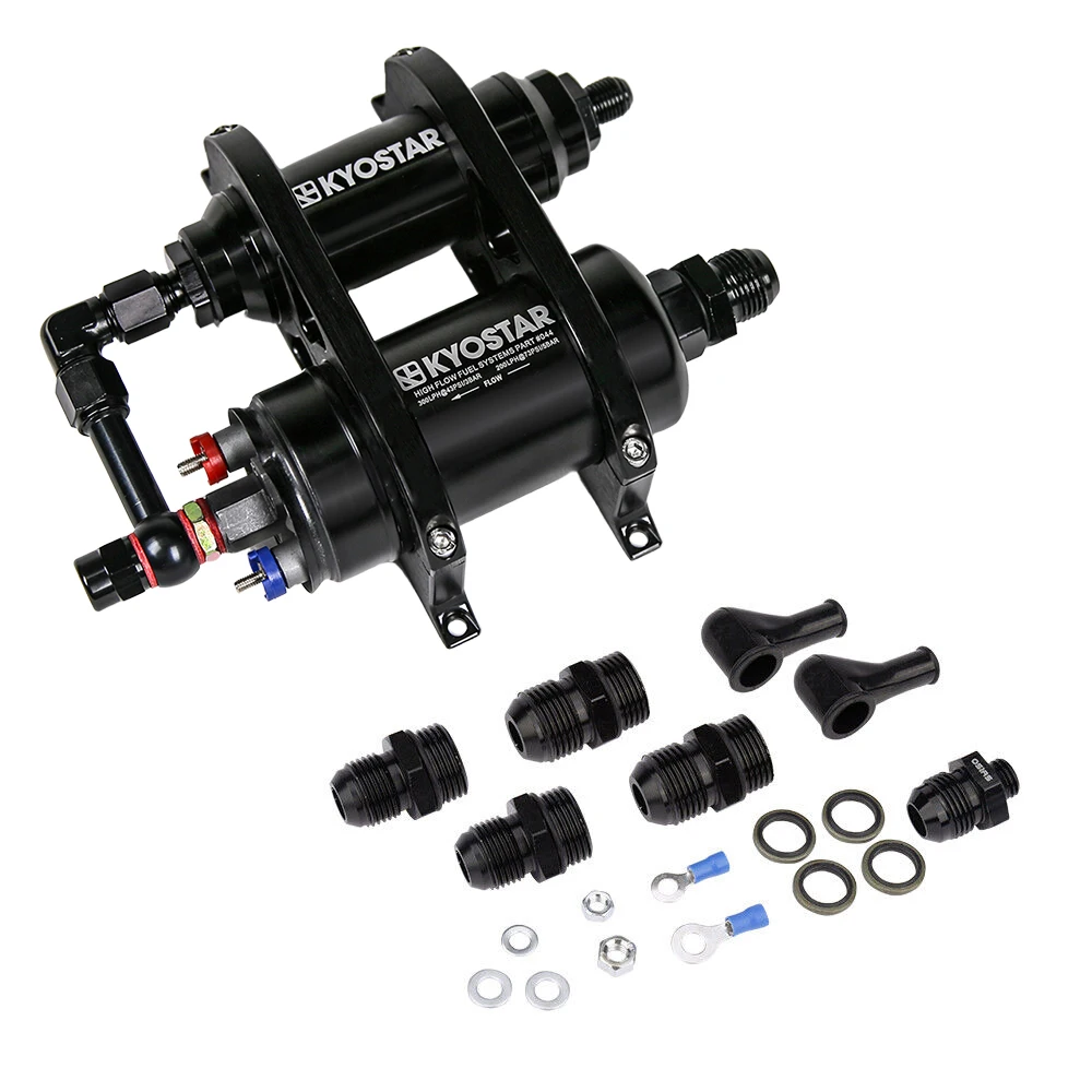 Kyostar 300LPH External Fuel Pump E85 Bracket Kit Filter AN8 For Bosch 044 0580254044